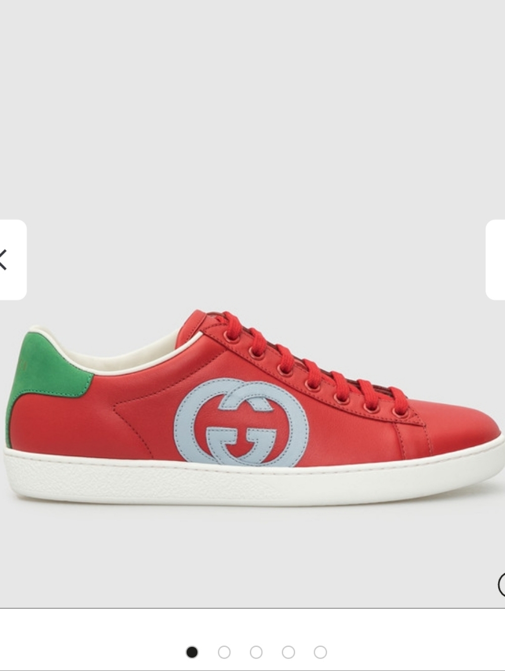 $910 Gucci Women’s Ace Interlocking Logo Red Leather Sneakers EU 38 US 8 BNIB - Picture 3 of 9